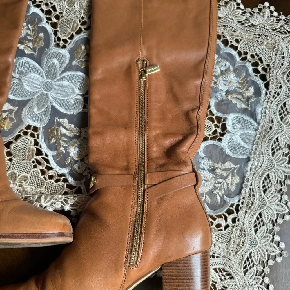 Michael Kors tan high heel boots